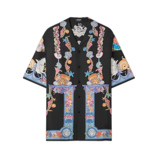 Versace Coral Theatre Printed Short-Sleeved Shirt