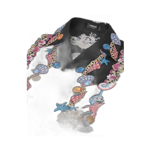 Versace Coral Theatre Printed Short-Sleeved Shirt