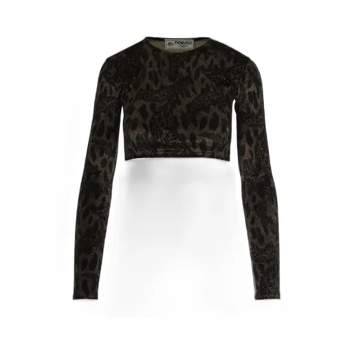 Fiorucci Leopard-Printed Long-Sleeved Cropped Top