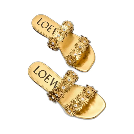 Petal Flower Sandal In Calfskin And Crystals