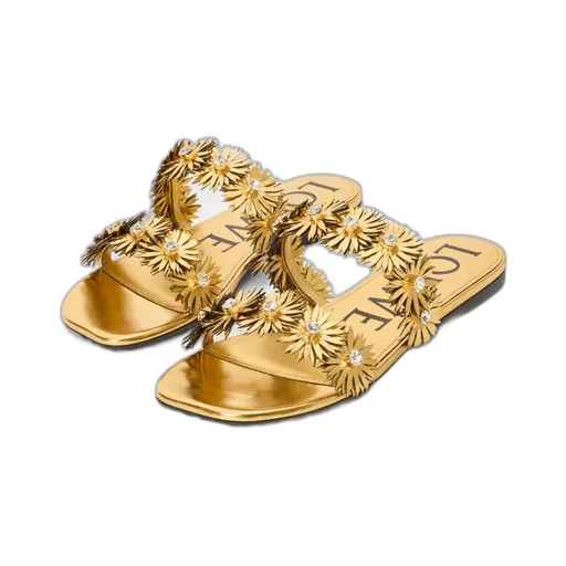 Petal Flower Sandal In Calfskin And Crystals