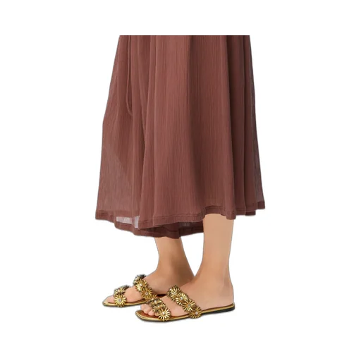 Petal Flower Sandal In Calfskin And Crystals