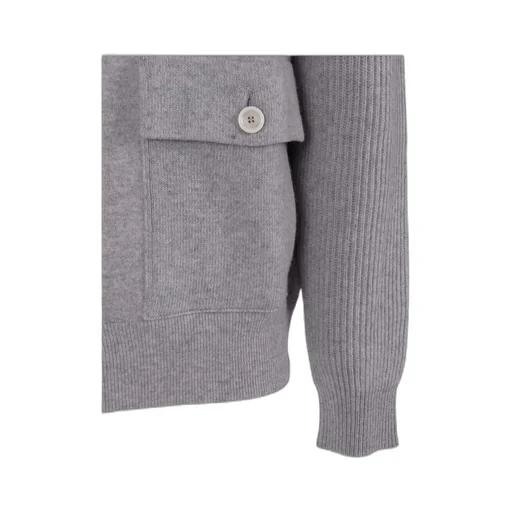 Ribbed-Panel Wool Cardigan
