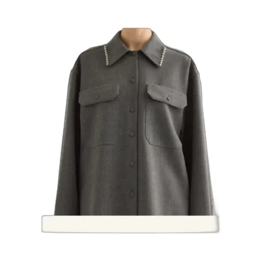 Pearl-Embellished Button-Up Shirt