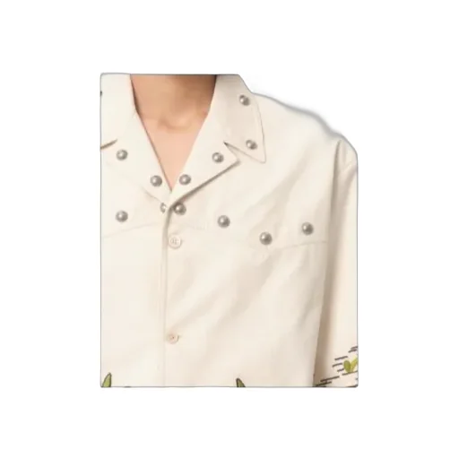 Camicia In Canvas Di Cotone Con Ricamo Floreale