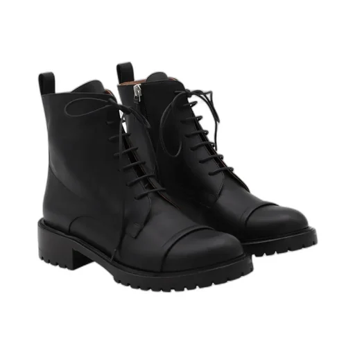 Round Toe Lace-Up Ankle Boots