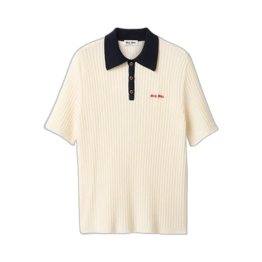 Ribbed Cashmere Polo Shirt