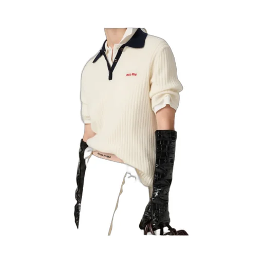 Ribbed Cashmere Polo Shirt