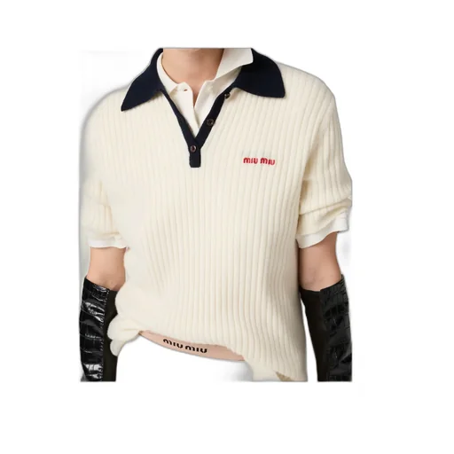 Ribbed Cashmere Polo Shirt