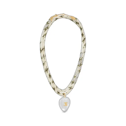 Celine CŒUr Triomphe Necklace In Silk, Resin And Brass With Gold Finish