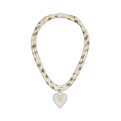 Celine CŒUr Triomphe Necklace In Silk, Resin And Brass With Gold Finish