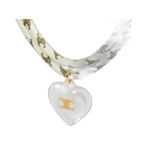 Celine CŒUr Triomphe Necklace In Silk, Resin And Brass With Gold Finish