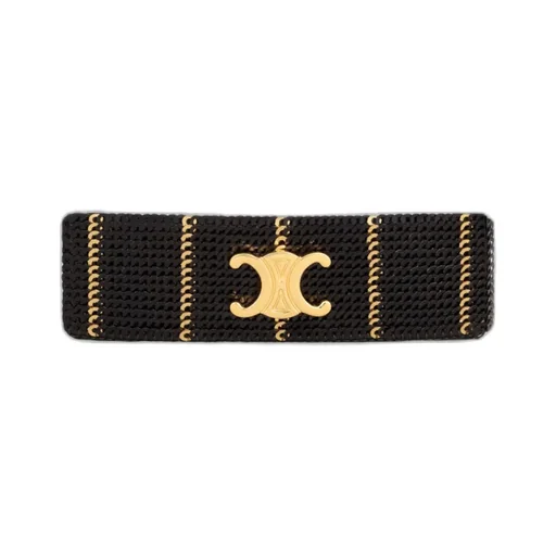 Celine Striped Sequins Hair Clip In Polyester And Brass With Gold Finish