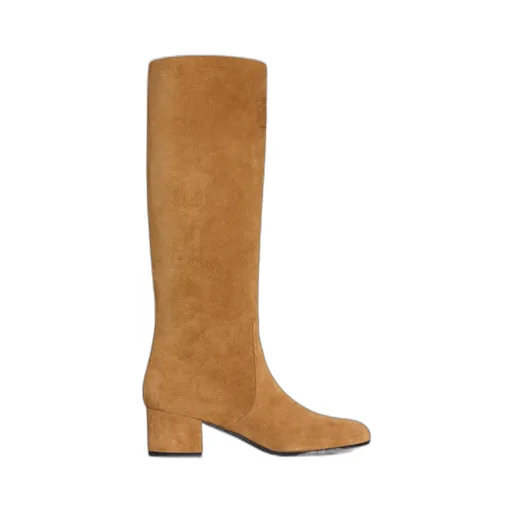 Les Bottes Celine Triomphe High Boot In Suede Calfskin