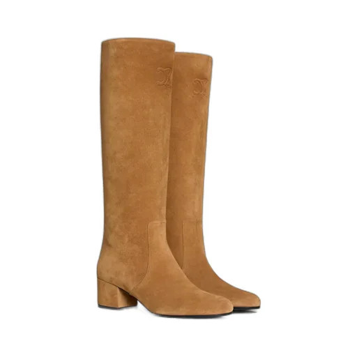 Les Bottes Celine Triomphe High Boot In Suede Calfskin