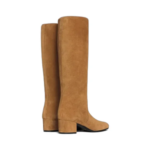 Les Bottes Celine Triomphe High Boot In Suede Calfskin