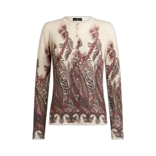 Silk And Cashmere Cardigan With Placed Print