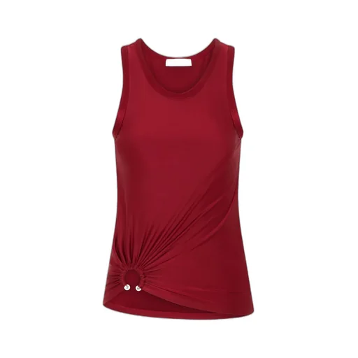 Rabanne Sleeveless Crewneck Ruched Top