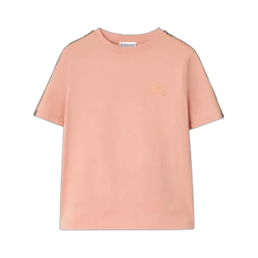 Check Trim Cotton T-Shirt