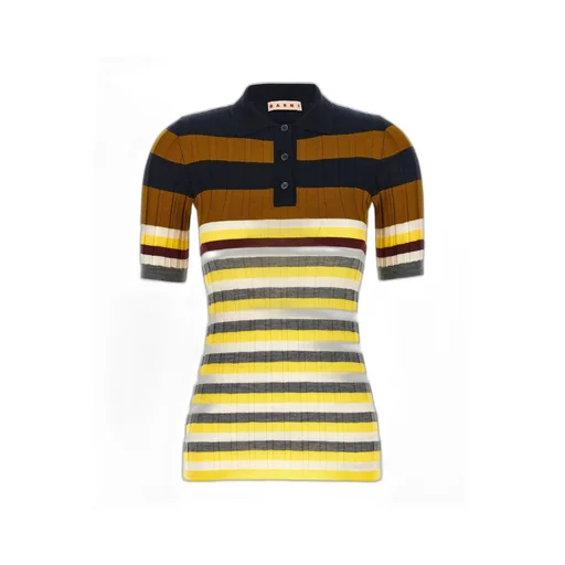 Marni Striped Ribbed Polo Shirt