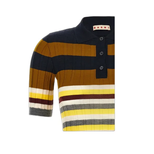 Marni Striped Ribbed Polo Shirt