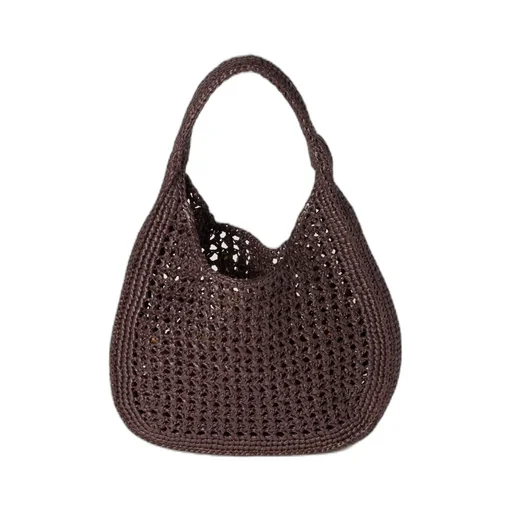 Raffia-Effect Woven Hobo Bag