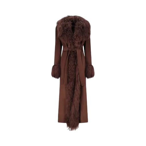 Faux-Fur Collar Belted Coat