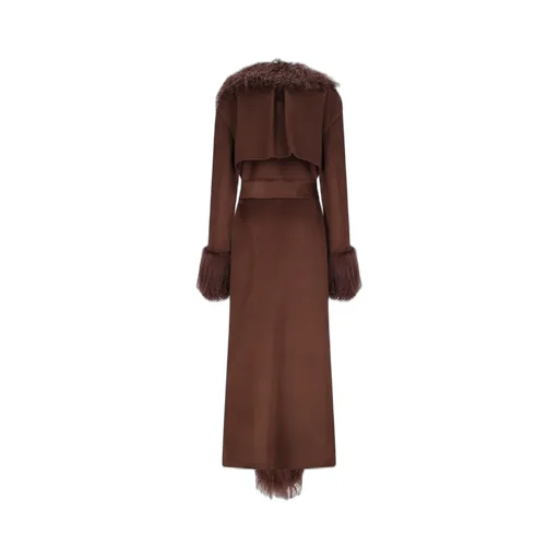 Faux-Fur Collar Belted Coat