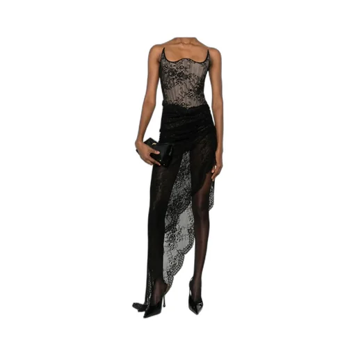 Giuseppe Di Morabito Lace Asymmetric Strapless Maxi Dress