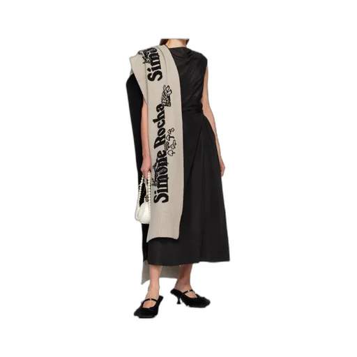 Long Graphic Logo Knit Scarf