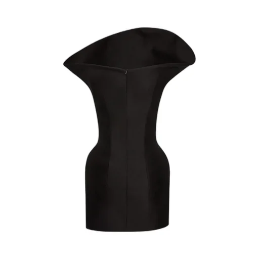 Sculpted Cotton Mini Dress In Black