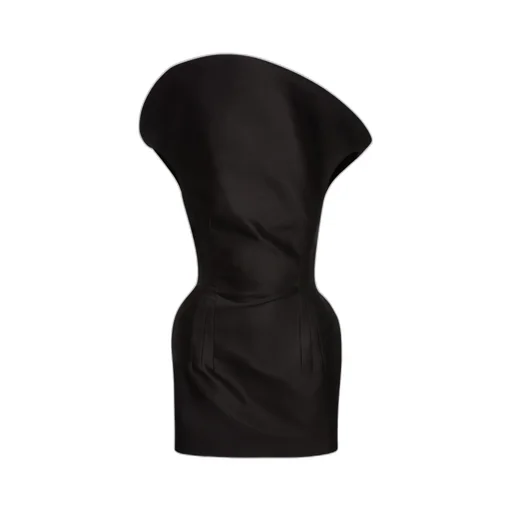 Sculpted Cotton Mini Dress In Black