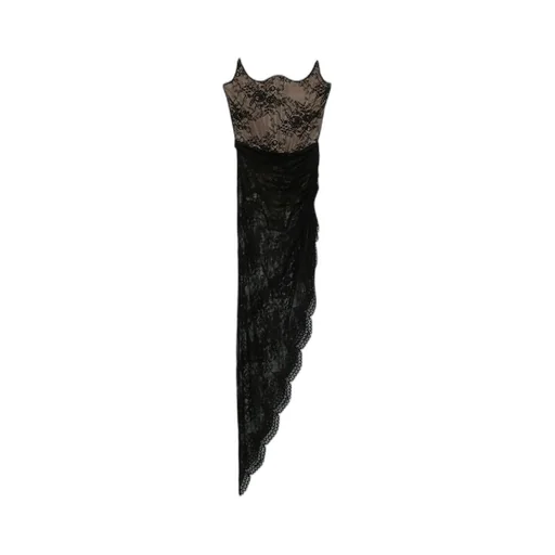 Giuseppe Di Morabito Lace Asymmetric Strapless Maxi Dress