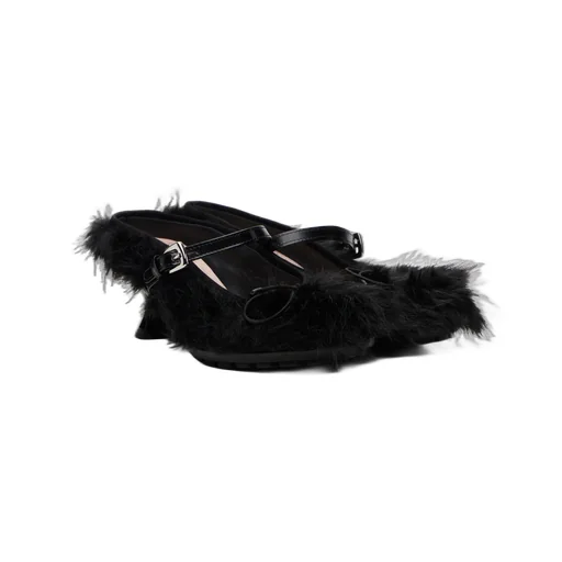 60Mm Fur-Trimmed Buckle Mules