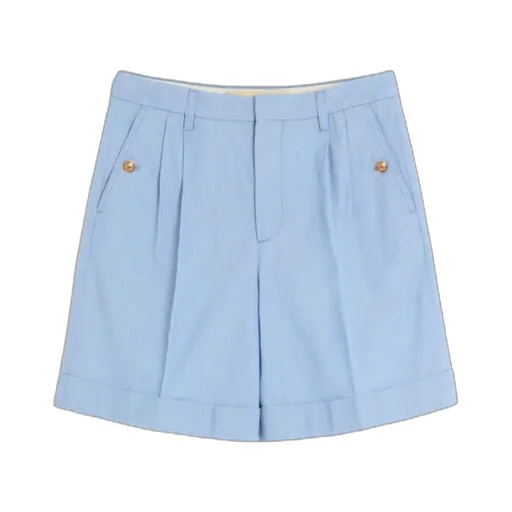 Cuffed Denim Bermuda Shorts
