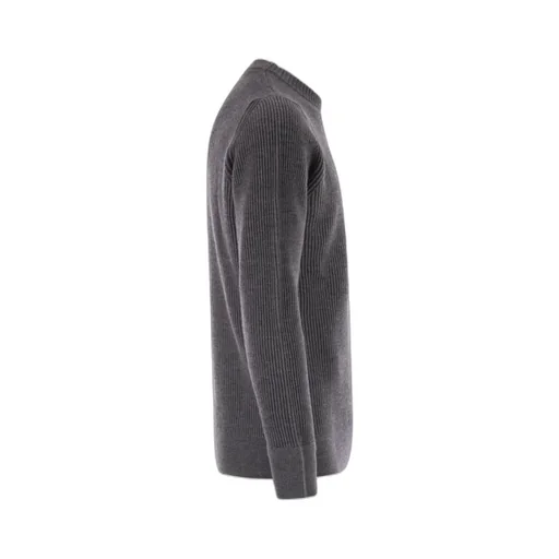 Stone Island Logo Patch Ribbed Crewneck Sweater