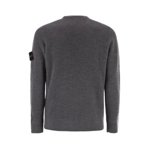Stone Island Logo Patch Ribbed Crewneck Sweater