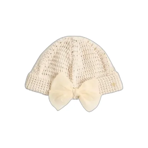 Cotton Beanie Hat With Organza Bow