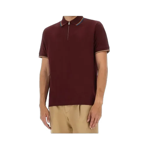 Paul Smith Signature Stripe Trim Zip Polo Shirt
