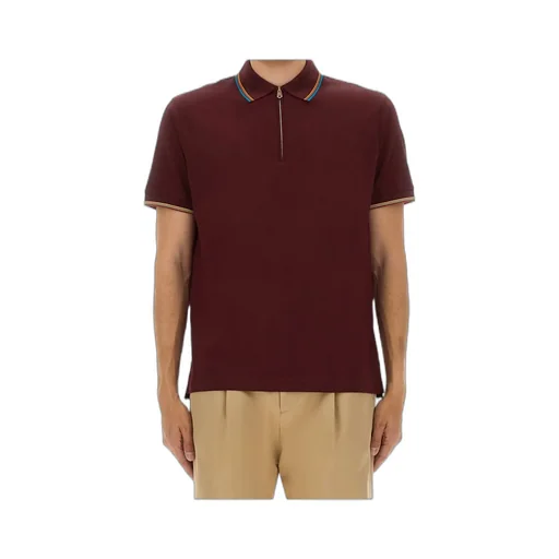 Paul Smith Signature Stripe Trim Zip Polo Shirt