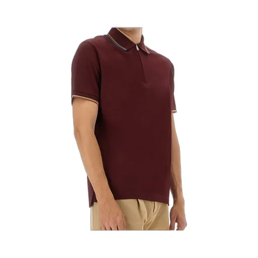 Paul Smith Signature Stripe Trim Zip Polo Shirt