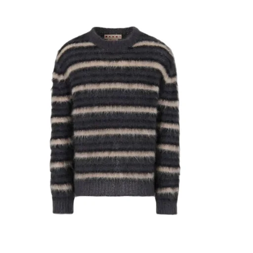 Dark Grey Striped Mohair Jumper