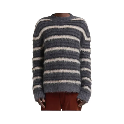 Dark Grey Striped Mohair Jumper