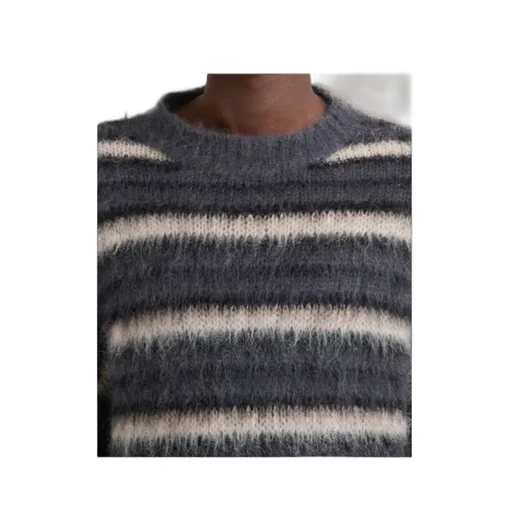 Dark Grey Striped Mohair Jumper