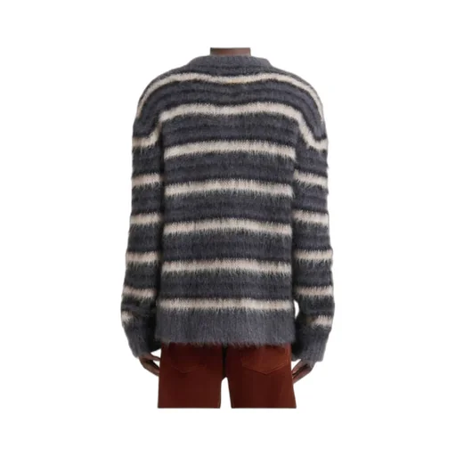 Dark Grey Striped Mohair Jumper