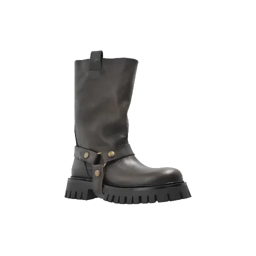 Kurt Chunky Buckle-Strap Leather Boots