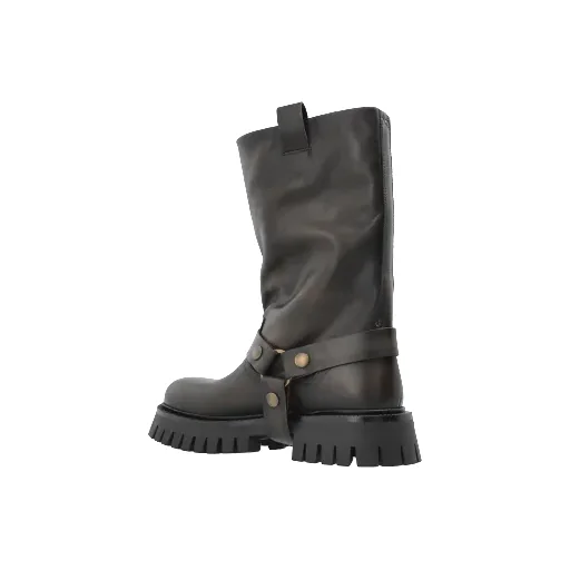 Kurt Chunky Buckle-Strap Leather Boots