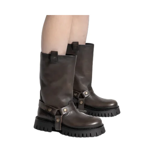 Kurt Chunky Buckle-Strap Leather Boots