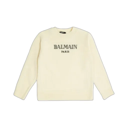 Balmain Kids Logo Emboderied Knitted Jumper
