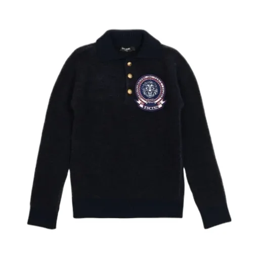 Balmain Kids Logo Patch Knitted Jumper